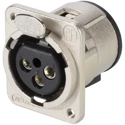 NEUTRIK® XLR, 3-pol , Metall-, Printtechnik vertikal-Einbaubuchse, versilberte(r) Kontakt(e), Type D, nickelfarben