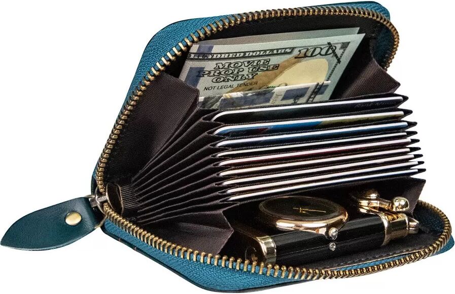 INF Porte-cartes de crédit en cuir pour homme, portefeuille zippé fin et pliable