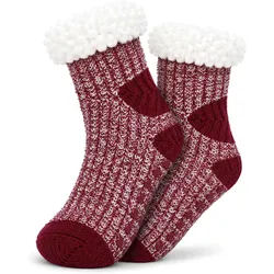 Antonio Kuschelige Hüttensocken im Norweger Design Gr. 35-42 - bordeaux