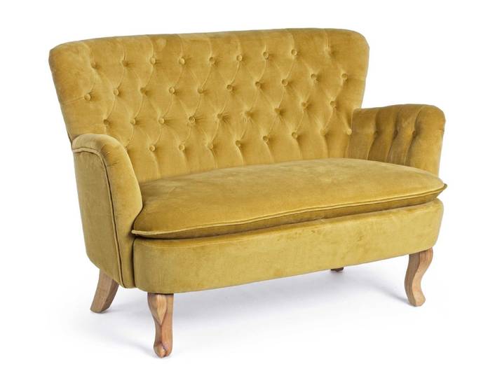 Feeling4Home Sofa 2-Sitzer Sofa Orlins in Samt-Optik, Gelb