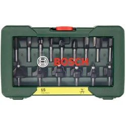 Bosch Zubehör, Fräser, HM-Fräser-Set mit 1/4-Zoll Schaft, 15-teilig