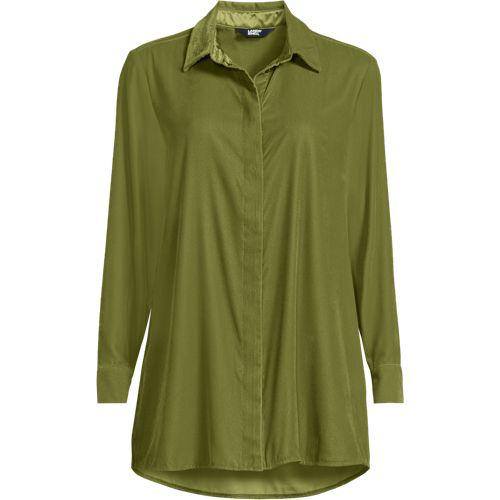 Samtbluse für Damen in Petite-Größe, Damen, size: petite, Grün, Polyester, by Lands' End