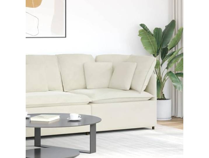 LPERTGFHU Modulares Eckmodul mit Kissen 100x100x64 cm Samt Creme Samtpolsterung, Metallgestell, Modulare Flexibilität, Für Wohnbereich