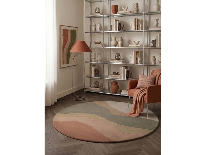 Tapis en laine Flood rond Multicolore Ø 200cm Laine/Coton