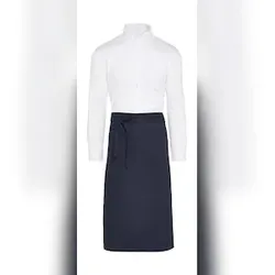 ROME - Medium Length Bistro Apron with Pocket: One Size / Navy