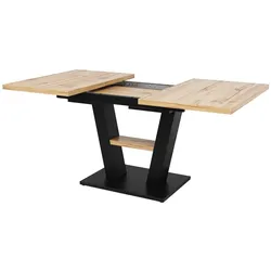 MODFU Esstisch MDF Metall Schwarz/Natur 118-157x70x75 cm, ausziehbar, mit Stellfüßen