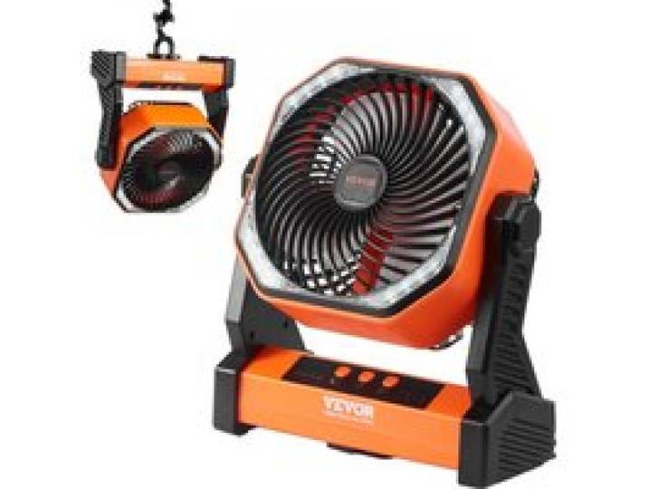 VEVOR Ventilateur Portable USB Rechargeable 219 mm avec Lumières LED Petit Ventilateur de Bureau Alimenté par Batterie Silencieux Pivotant Réglable à 4 Vitesses pour Chambre à Coucher, Voyage, Camping