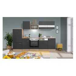 Respekta Küchenzeile ca 280 cm mit Kühlschrank und Geschirrspüler - versch. Ausführungen - grau