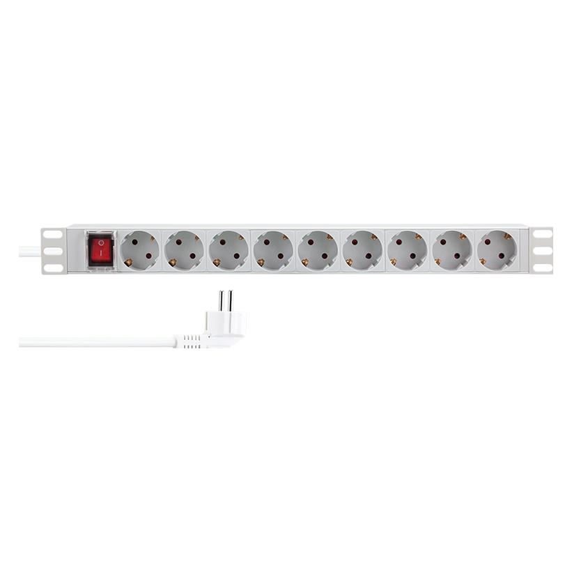 LogiLink NWSZ 9er Steckdosenleiste 19" PDU mit Schalter Hellgrau (PDU9C04)