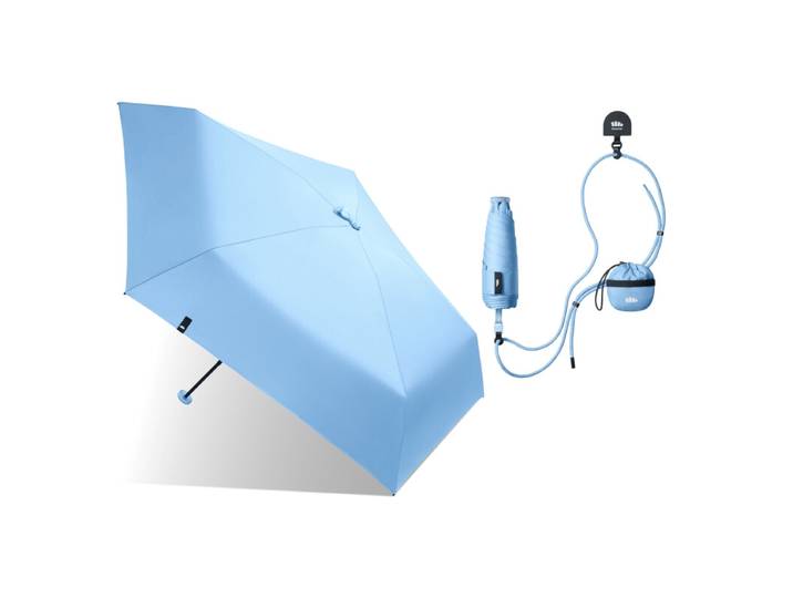 Beneunder BM531 parapluie crayon anti-UV à cinq plis avec revêtement noir, bleu