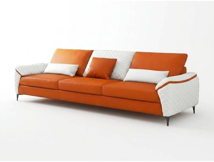 Xlmoebel 3-Sitzer Leder Sofa 3 Sitzer Modern Orange für Wohnzimmer, 1 Teile, Modernes Design