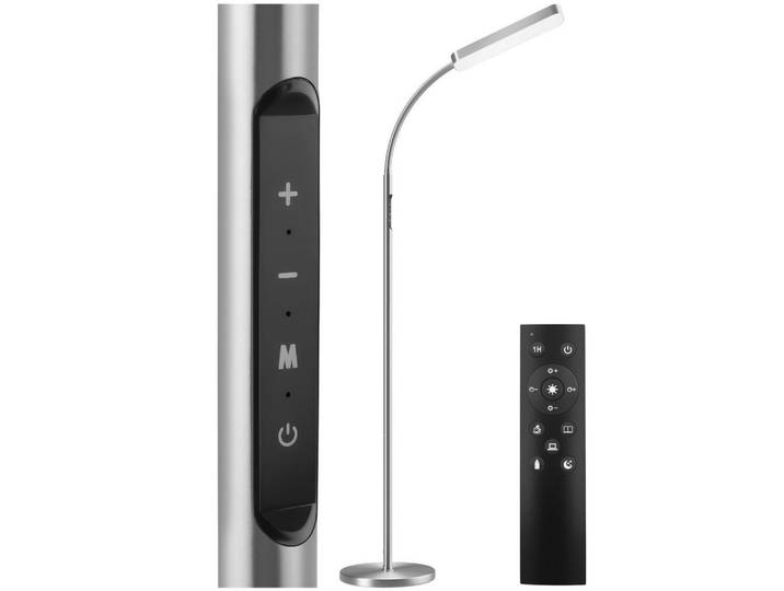 tectake Stehlampe Prisma, 22 x 176 cm, silber, Silberfarben, Metall, Quadratisch, LED integrated, 22x176x22 cm, Lampen & Leuchten, Innenbeleuchtung, Stehlampen