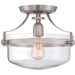 Deckenleuchte Lampe Wohnzimmerleuchte Glas Metall BxL 33x33 cm Nickel 1 Flammig