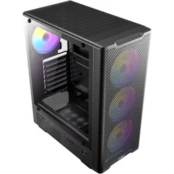 Antec Boitier Moyen Tour ATX VX310 RGB avec panneau vitré (Noir) (ATX, ITX, mATX), PC Gehäuse, Schwarz