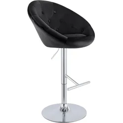 CLP Barhocker London Samt chrom - Farbe: schwarz, Gestellfarbe: chrom