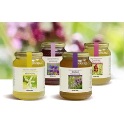 Bunt gemischt  Honigpaket 4 Gläser à 1 kg, Bio Probierpakete