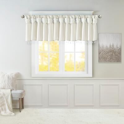 Kodotan sofa "Lightweight Faux Silk Valance With Beads White 50x26"""