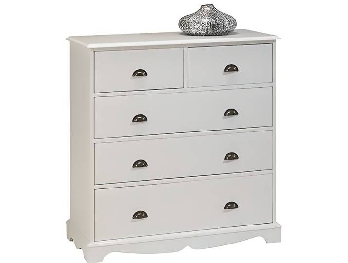 Commode Blanche 5 Tiroirs de Style Anglais