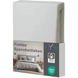 NYVI Spannbettlaken DreamScience Frottee - Warm und Kuschelig, hohe Feuchtigkeitsaufnahme, schnell trocknend - Frottier Spannbetttuch Bettlaken Farbe:weiß;Größe:140x200 - 160x200 cm