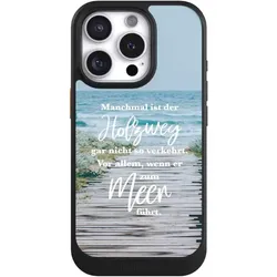 Nivocase Hülle für Apple iPhone 16 Pro Handyhülle NIVOcore Case Schwarz Statement Strand Spruch (Apple iPhone 16 Pro), Smartphone Hülle, Schwarz