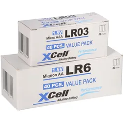 80 Batterien 40x XCell LR03 Micro AAA + 40x XCell LR6 Mignon AA