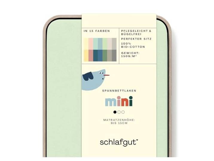 schlafgut Casual Mini Spannbettlaken 70x140 cm Bio-Baumwolle, Green Light