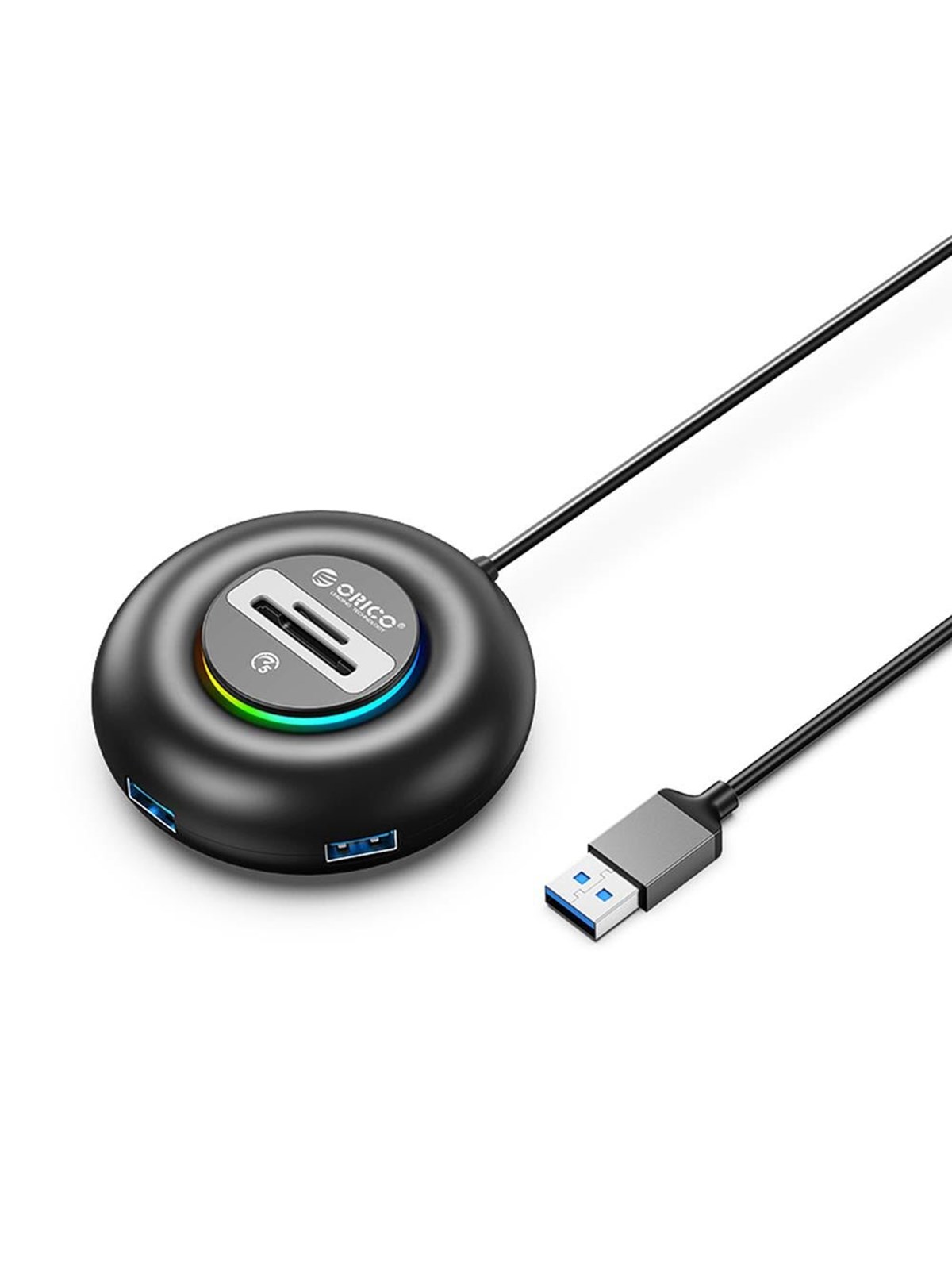 ORICO YXR4 RGB USB Hub 4-Port USB-A 3.0 with SD and microSD Reader 1.8m - Black USB-Hubs - USB 3.0 - 4 - Schwarz