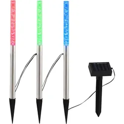 LED Solar Außenbereich Steck 3er Set Lampen IP44 Farbwechsler Edelstahl