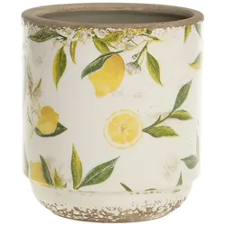 Chic Antique Limone Blumentopf mit Zitronenmotiv, H13,5/Ø 13 cm creme/gelb