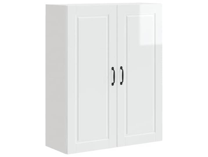fsahslih Wandschrank Hochglanz Weiß 80x31x100 cm Hängeschrank 2 Türen Kompakter Wand-Aufbewahrungsschrank für Küche und Esszimmer mit 3 Ablagefächern für Vorräte und Geschirr.