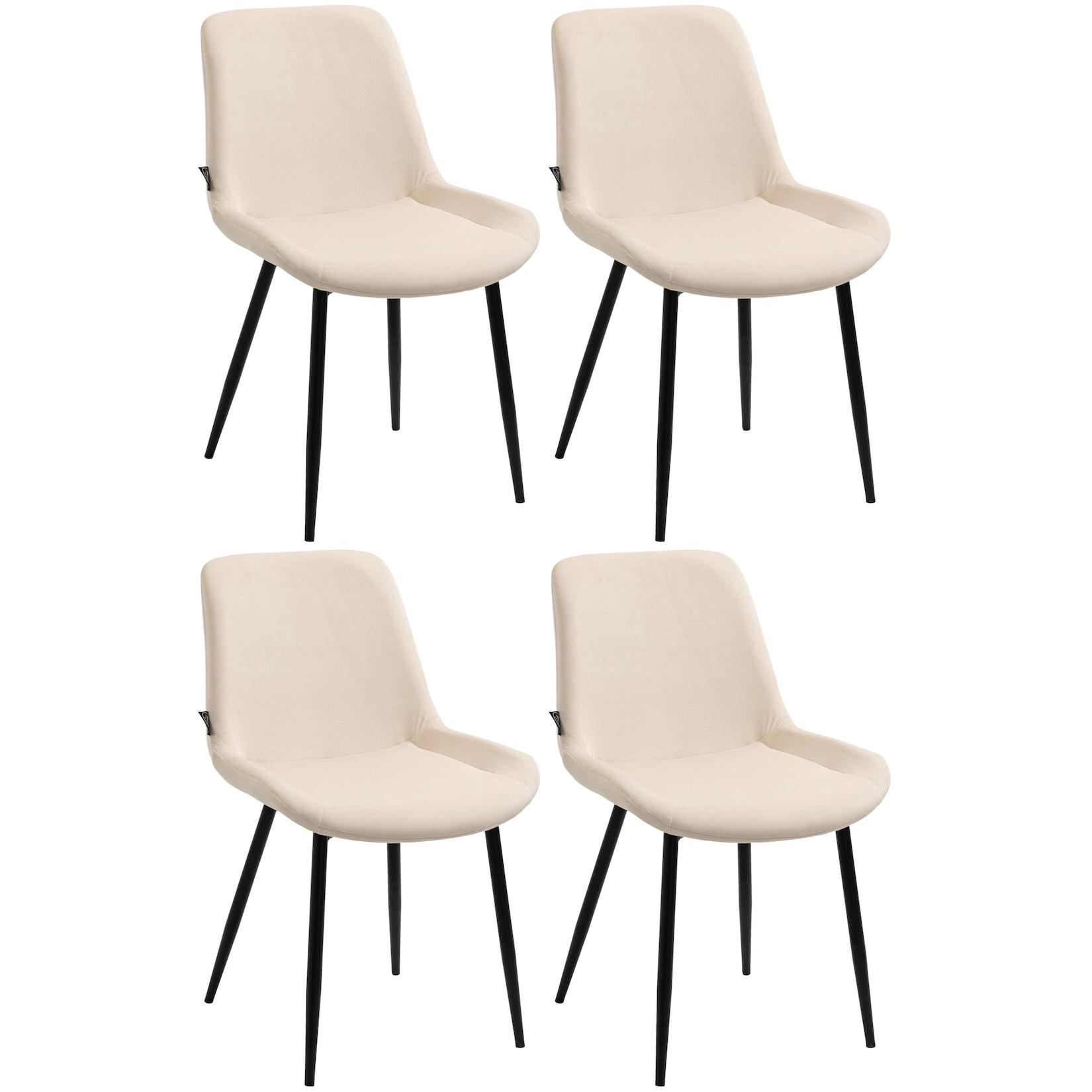 CLP 4er Set Esszimmerstühle Victoria Samt - Farbe: creme