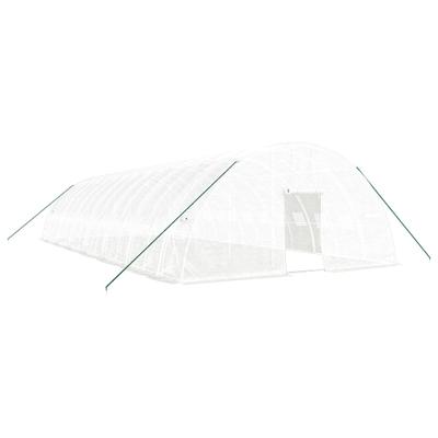Helloshop26 - Gewächshauszelt für Pflanzen Blumen und Gemüse mit Stahlrahmen 84 m² 14 x 6 x 2,85 m weiß 02_0044637