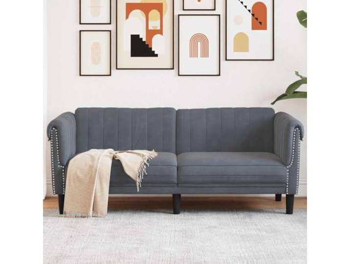 HEFZGDB Dunkelgraues Samt 2-Sitzer Sofa mit weichem Stoff und luxuriösem Design für Wohnzimmer, komfortabel gepolsterte Sitzfläche und stabile Stützbeine, moderner Hingucker