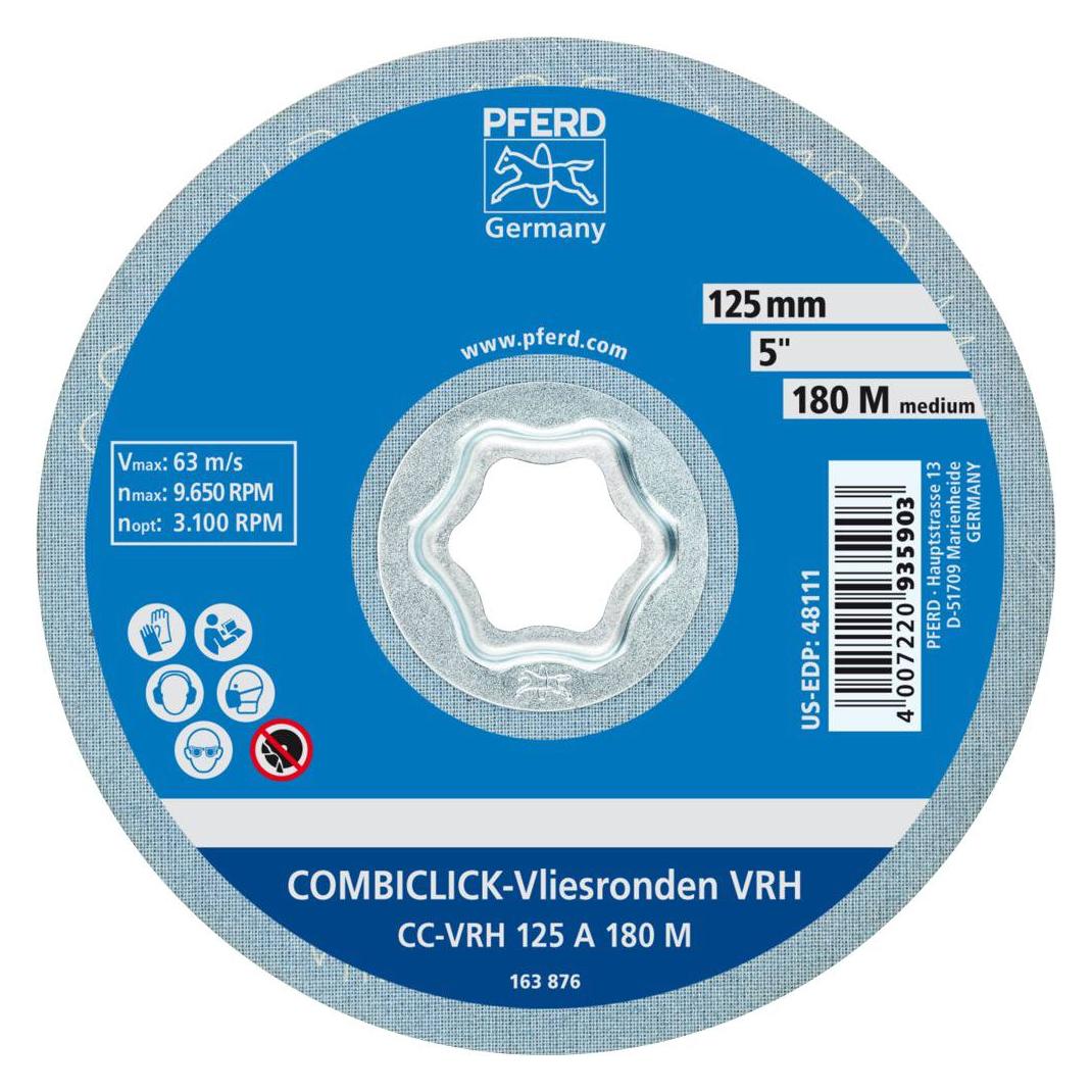 Pferd Schleifteller COMLICK harte Vliesronde CC Ø 125 mm A 180M zum schliff & Finish für Winkelschleife (42000061)
