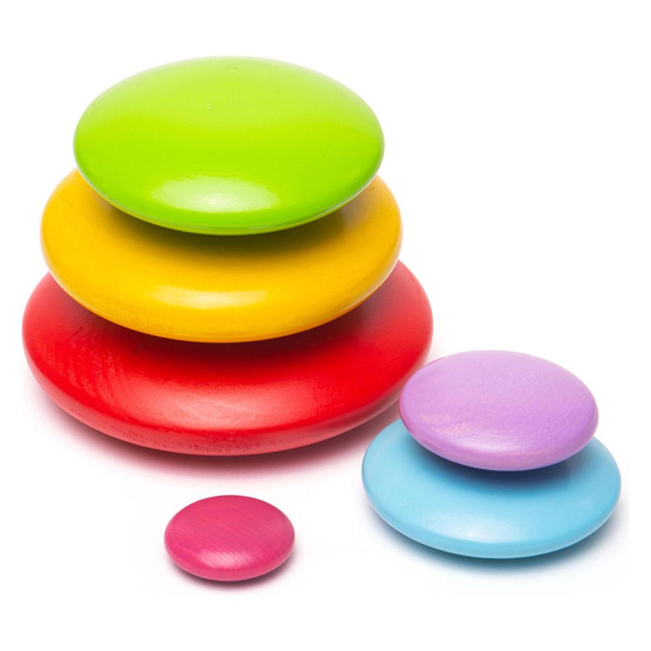 Bigjigs Balance-Spiel Regenbogen aus Holzkieseln (BB144)