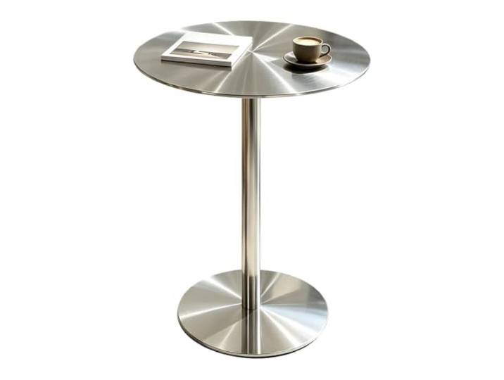 Bistro-Bar-Pub-Tisch aus Edelstahl，moderner runder Esstisch, Bartisch Moderner Sofa-Beistelltisch aus Metall für Kaffee, Cocktails und Getränke，hoher Tisch für Küche(Silver,70x70x95cm)