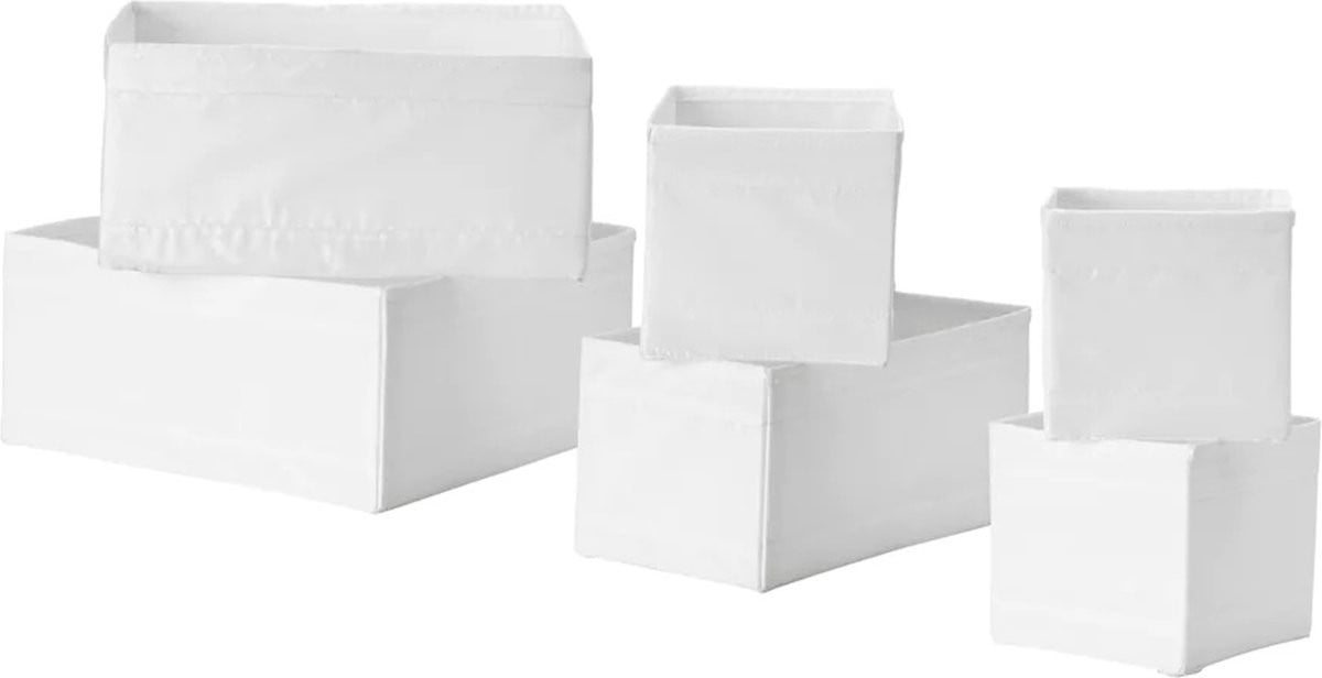 IKEA SKUBB containerset 6 stuks wit, stapelbaar