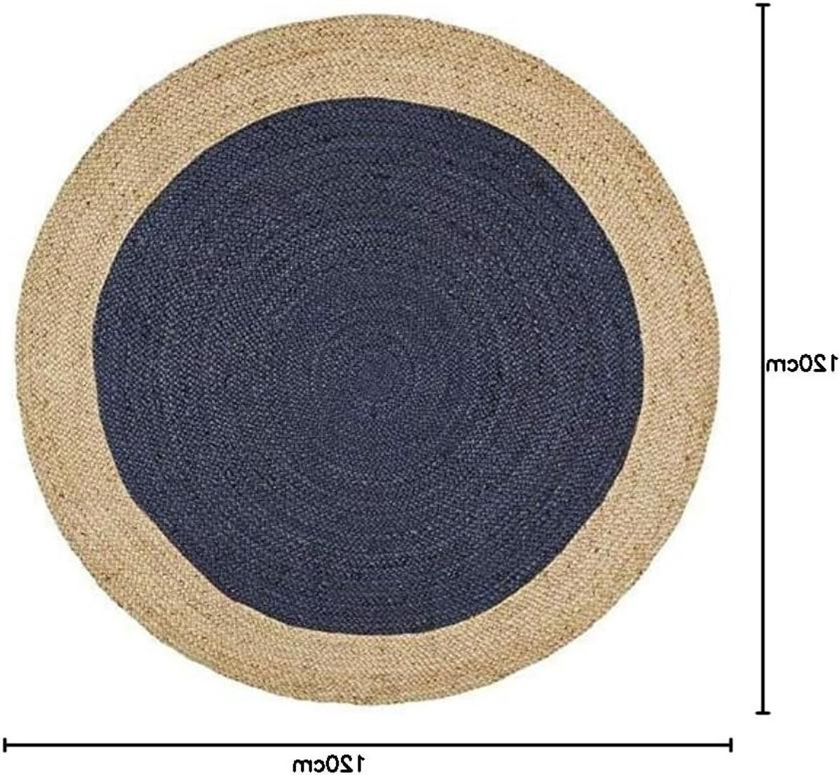 Rond handgeweven jute vloerkleed - Blauw beige