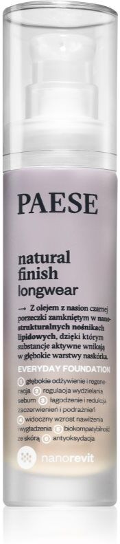 Paese Nanorevit long-lasting foundation with nourishing effect shade 02 Porcelain 30 ml