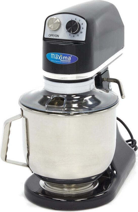 Maxima Gastro planetaire mixer 7 liter zwart, geschikt voor tot 2 kg deeg