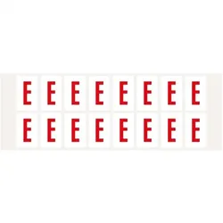 Aufkleber I Buchstabe E, weiß/rot, Folie, Schrifthöhe 25mm, 22x36mm, 320 Stück/Packung