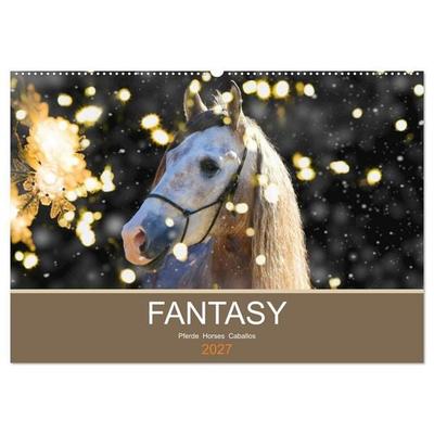 FANTASY Pferde Horses Caballos (Wandkalender 2027 DIN A2 quer), CALVENDO Monatskalender