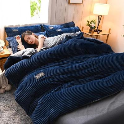 Uplifted Goods Thick Velvet Duvet Cover Set For Warm Winter Bedding blue 200x230cm Set