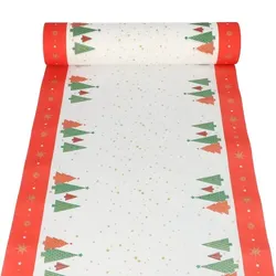 6 Tischläufer Weihnachten, stoffähnlich, Airlaid 24 m x 40 cm `Plain Christmas Trees`