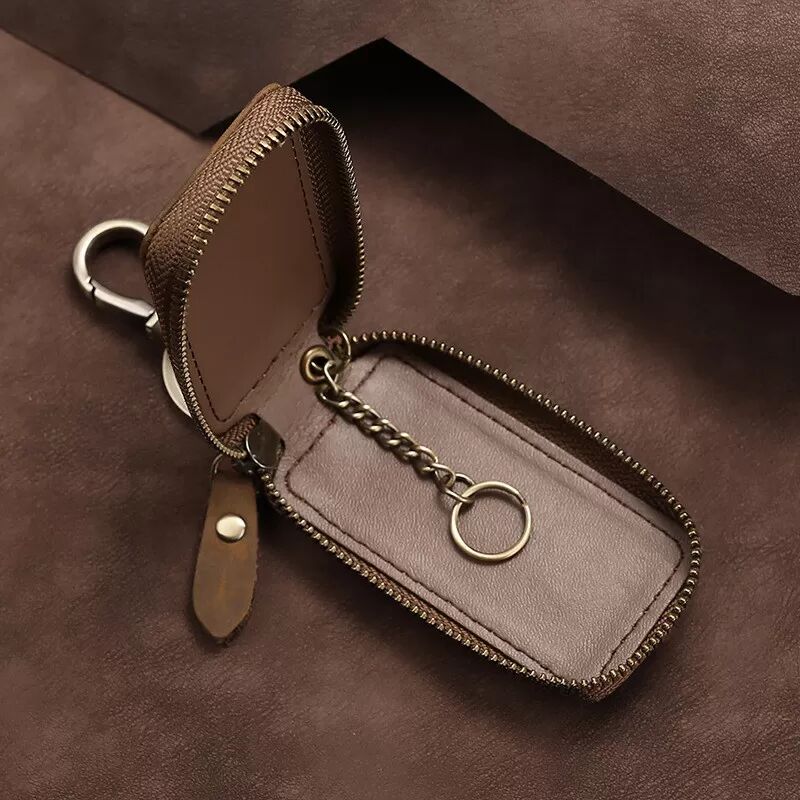 INF Étui à clés de voiture en cuir véritable, porte-clés mince à une seule couche