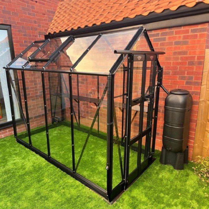 Elite Greenhouses Elite Compact 4x8 Greenhouse - Silver Plain Aluminium Finish
