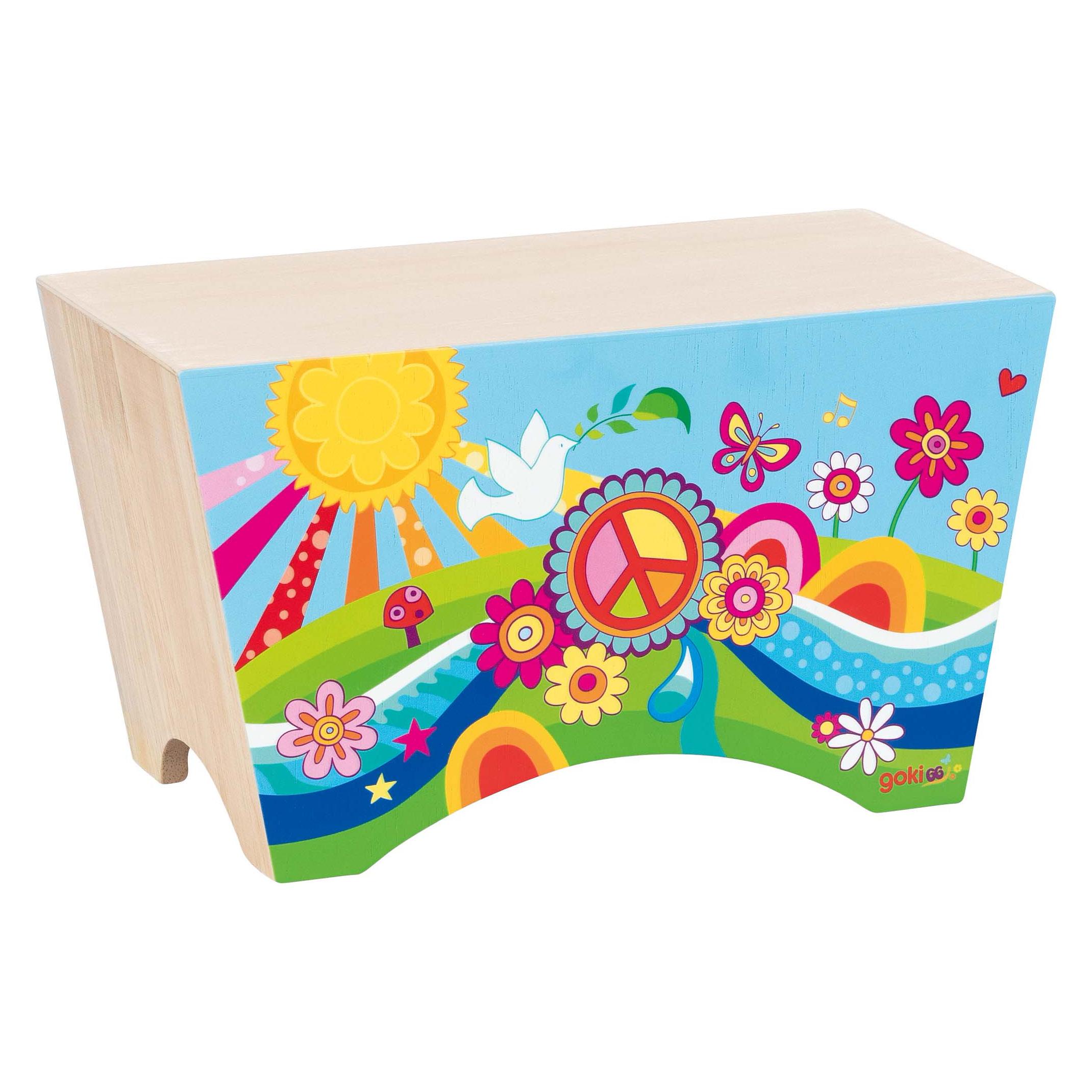 Goki Musikinstrument Cajon Blumenwiese 30 x 15.5 x 17 cm (Deutsch, Englisch, Französisch, Italienisch) (61867)