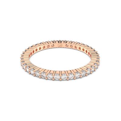 Fingerring SWAROVSKI "Matrix Tennis Vittore, 5655703, 5656293, 5656300, 5656297" Gr. 58, rosa (roségoldfarben, kristallweiß), Fingerringe, Damen, 58, Metall, 2mm, Fingerring, mit Swarovski Kristall