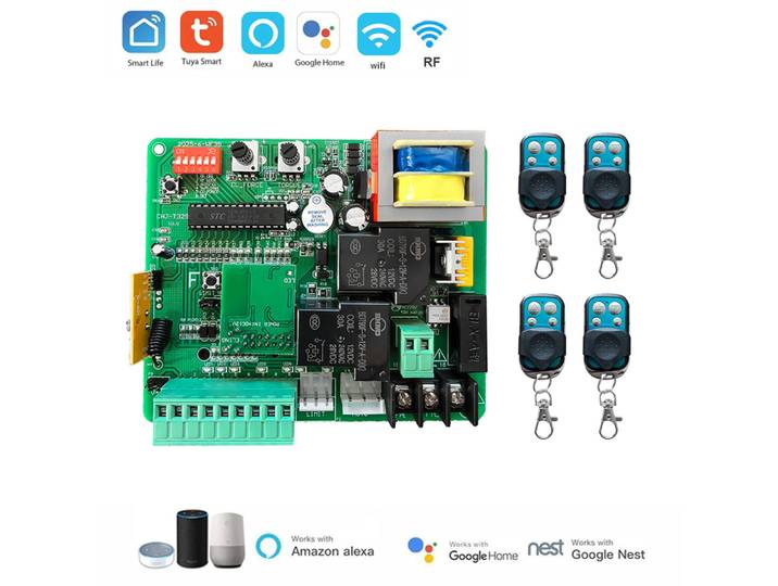 Carte mère de contrôleur de moteur d'ouverture de portail coulissant 220V-230V AC Tuya Wifi, commande mobile, carte de circuit, télécommande 433mhz