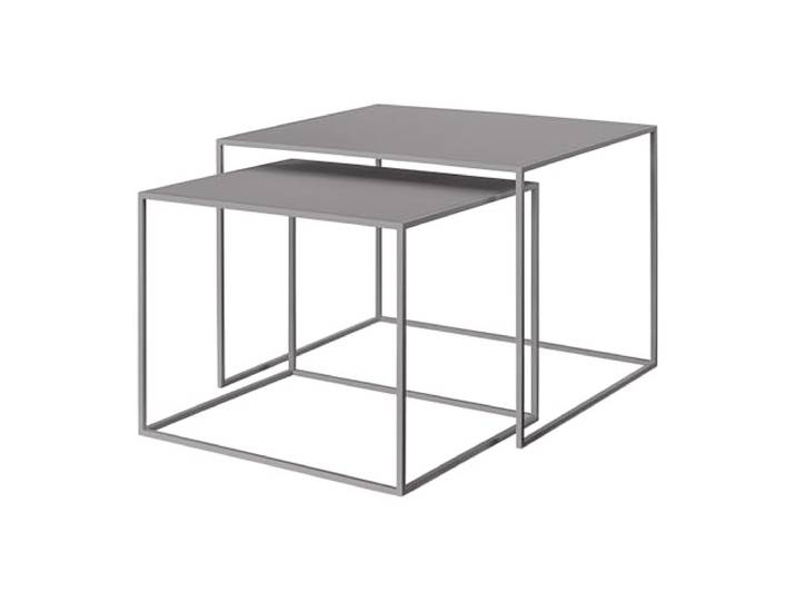 blomus Set 2 Beistelltische FERA Mourning Dove Größe L H 40 cm, B 50 cm, T 40 cm H 45 cm, B 60 cm, T 50 cm Metall Beistelltisch Set Wohnzimmertisch modern